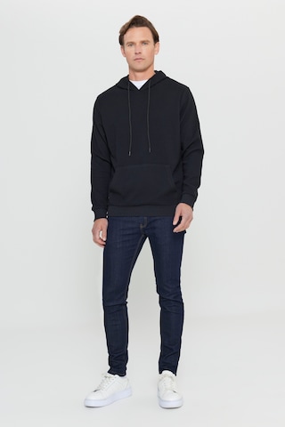 Ac&Co / Altınyıldız Classics Erkek Sıyah Standart Fit Normal Kesim Kapüşonlu Ottoman Desenli Cepli Sweatshirt Sıyah Siyah