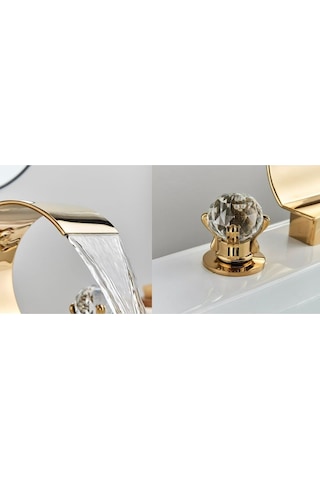 Banyo Lavabo Küvet Jakuzi Bataryası Ankastre Gold Altın Dore Yeni Şelale