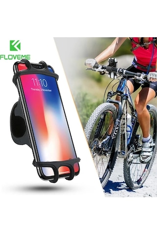 Floveme Universal Silikon Bisiklet Motosiklet Telefon Tutucu- 5775 Siyah