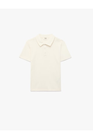 Koton Kısa Kollu Düğmeli Basic Polo Yaka Tişört Ekru 6skb10118tk