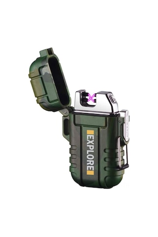 Aubyhe Usb Şarjlı Su Geçirmez Çift Ark Elektrikli Çakmak, Led Fenerli, Alevsiz, Manav/barbekü Işığı Çok Renkli