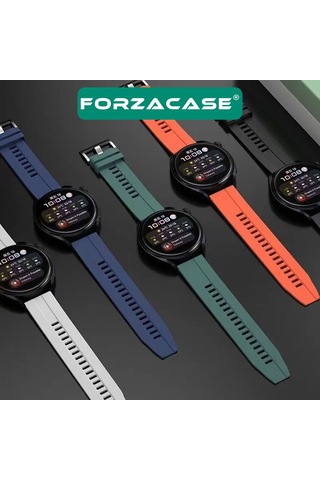 Forzacase Huawei Watch Gt5 Pro 46 İle Uyumlu Tokalı Çizgi Desen Silikon Kordon Kayış - Fc369 Yeşil