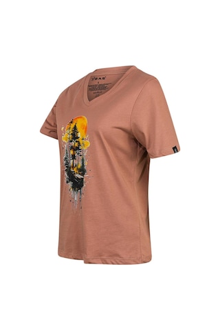 2as Alone Baskılı V Yaka Kadın T-shirt 413 Kahve