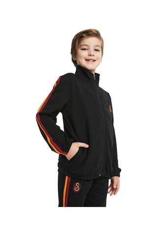 Galatasaray Orijinal Lisanslı Sarı-kırmızı Şeritli Çocuk Eşofman Takımı Siyah