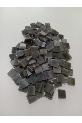 Antrasit Kare Vitray Cam Mozaik Taşı - Sanatsal Mozaik İçin Yaklaşık 10 X 10 Mm