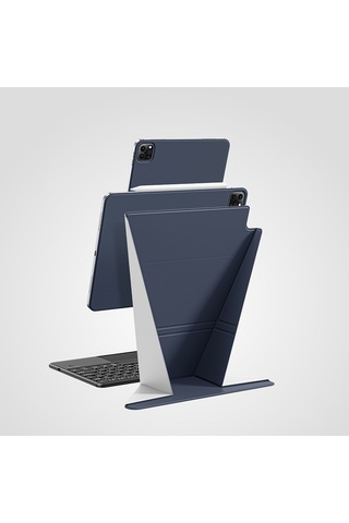 Apple Uyumlu iPad Air 11 2024 Magnetik Standlı Kılıf Amazingthing Matte Pro Mag Folio Mavi