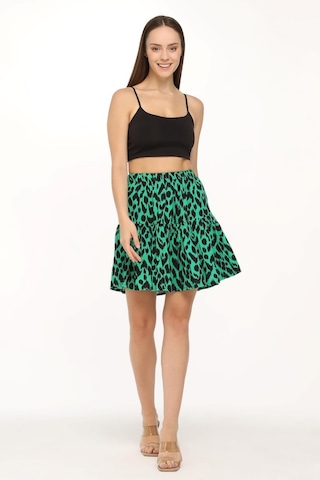 Nurören Viskon Kumaş Şort Etek Yeşil
