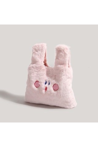 Charhp&kejnt Peluş Çanta El Çantası Sevimli Yumuşak Kız Çizgi Film İşlemeli Kozmetik Çantası Pembe