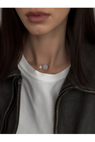 Sılverme 925 Ayar Gümüş İsimli Kolyesi Misina Üzerinde K Harfi Gümüş 178646728