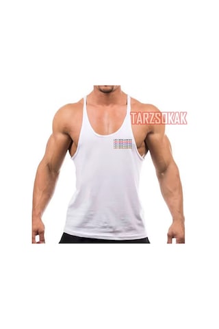 Tarzsokak Gym Tank Top Fitness Sporcu Atleti Lesbenja Beyaz
