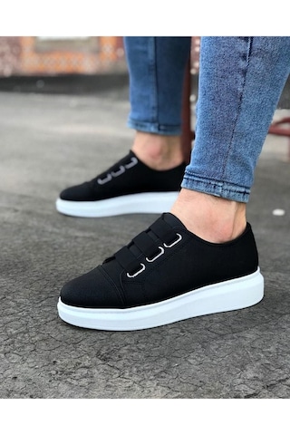 Aymood Jy026 Astor Erkek Günlük Lastikli Cilt Spor Sneaker Ayakkabı Cbt - Siyah