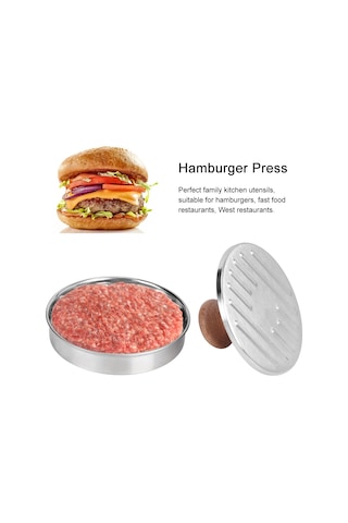 Konesam 304 Paslanmaz Çelik Hamburger Presi - Anti Yapışkan, Ergonomik Kolu İle Tam Dışar Hamburger Pişirme Aleti Diğer