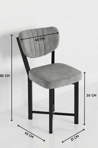 Sandalye 1 Adet Baby Face Kumaş Metal Modern Mutfak Sandalyesi Cafe Balkon Ofis Elma 9814 Gri