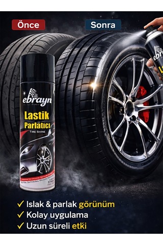 Premium Lastik Parlatıcı Tampon Parlatıcı Koruyucu Ebrayn Aerosol Sprey 500 Ml Kaliteli 1 Koli 24 Adet