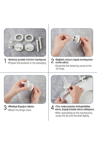 Premium Universal Klozet Kapağı - Kolay Montaj Seti Dahil - Beyaz