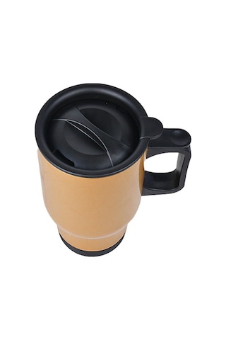 Bk Gift Kişiye Özel İsimli Coffee Tasarımlı Kulplu Gold Çelik Bardak Termos Mug 450ml-1, Sevgiliye Hediye, Arkadaşa Hediye, Eşe Hediye Sarı