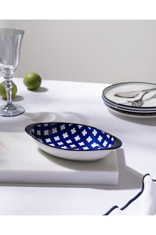 Madame Coco Reve Bleu Raye Oval Tabak - 19 Cm - Mavi/beyaz 8684427225271 Çok Renkli