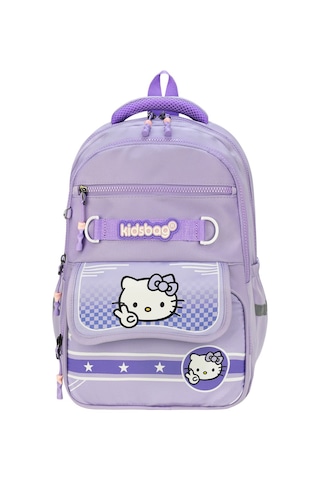 Hello Kitty Baskılı Ortopedik Su Geçirmez Ultra Lüx Okul Çantası Termal Beslenme Ve Kalemlik Mor