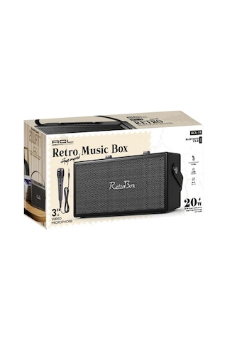Acs-19 Retrobox Bluetooth Speaker Deri Kaplama Kaliteli Hoparlör