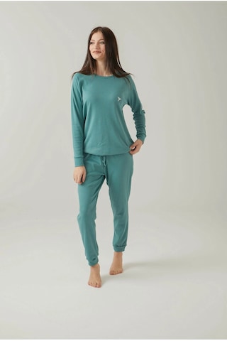 Pamuk & Pamuk Yeşil Fitlli Belden Bağlamalı Pijama Takımı