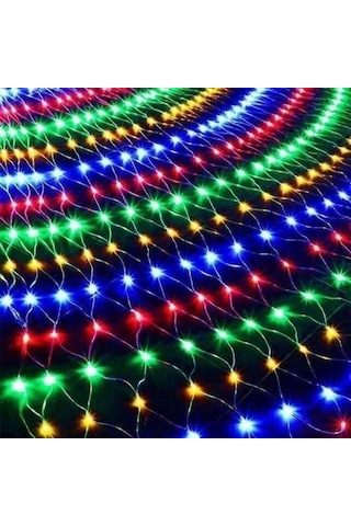Hobibahçem 1x2 Metre Dekoratif File Ağ Perde 192 Led 8 Animasyonlu Farklı Işık Modu Rgb Fişli RGB