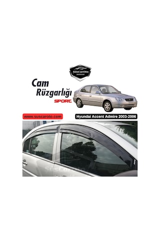 Hyundai Accent Admire 2003-2006 Uyumlu Mugen Cam Rüzgarlığı Seti Piano Black 4'lü İthal 00 Şüscaroto Aksesuar