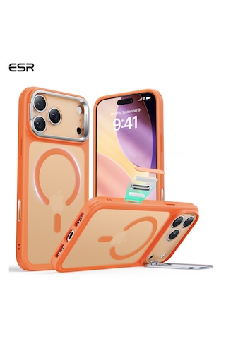 Esr Apple Uyumlu iPhone 17 Pro Max Hybrid Magsafe Standlı Kılıf - Kamera Kontrol Butonu - Turuncu Turuncu