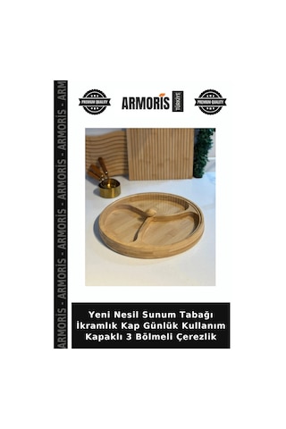 Yeni Nesil Sunum Tabağı İkramlık Kap Günlük Kullanım Kapaklı 3 Bölmeli Çerezlik Çok Renkli