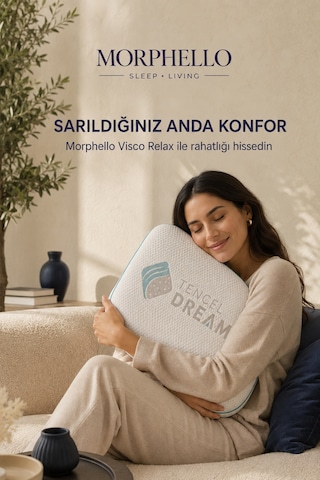 Morphello Visco Relax Memory Foam Boyun Destekli Yastık 40x60 Cm Tencel Fermuarlı Yıkanabilir Kılıf Görsel Üzerindeki Daha Sade İsim İse: Beyaz
