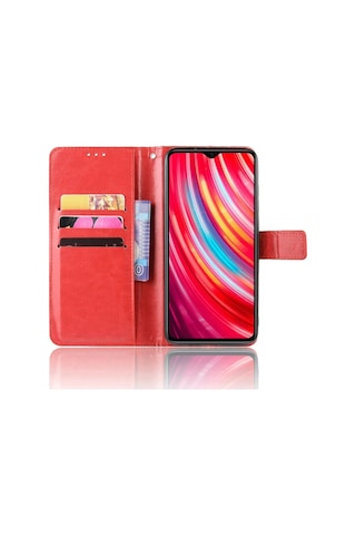 Ilkeshop Newface Xiaomi Redmi Note 8 Pro Kılıf Trend S Plus Kapaklı Kılıf - Kırmızı