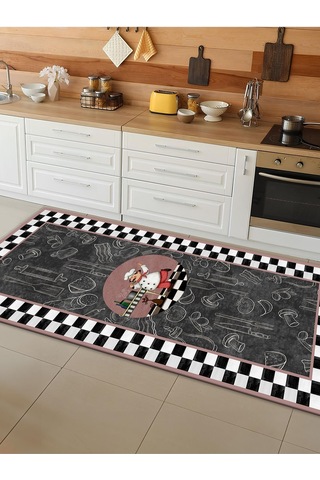 Makinede Yıkanabilir Kaymaz Taban Leke Tutmaz Dijital Baskı Mutfak Halısı 6310m 001