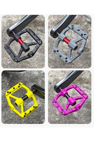 Promend R-65 Renkli Platform Pedal Mtb Freeride Kaymaz 3 Rulmanlı Plastik Pedal Hafif Mor Renk