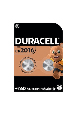 Duracell Özel 2016 (DL2016/CR2016) Lityum Düğme Pil 3V 2'li Paket