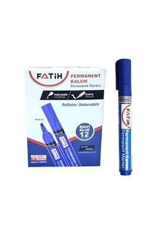 Fatih Doldurulabilir Mavi Renk Marker Koli Kalemi Kesik Uç 4.5mm 12'li Paket Çok Renkli