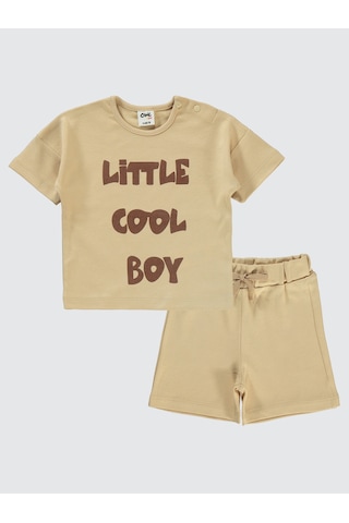 Civil Baby Erkek Bebek Şortlu Takım 6-18 Ay Sütlü Kahve Sütlü Kahve