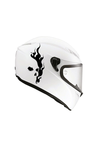 One Vıp Sale Tek Renk Alevli Kafatası Flaming Skull Helmet Stickers Kask Sticker Etiket Modeli Model:onevip-motorjant436