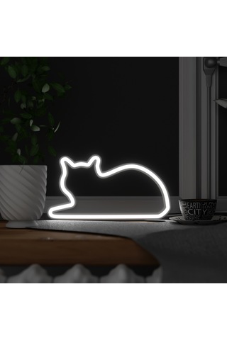 Mustard Sitting Cat Led Işık