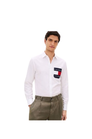 Tommy Hilfiger Erkek Yazlık Spor Gömlek Beyaz