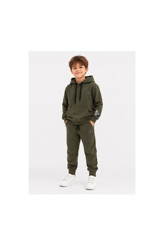 H&c Coolboy H&c Erkek Çocuk Haki Kapüşonlu Baskılı Eşofman Takımı Sweatshirt Ve Jogger Alt