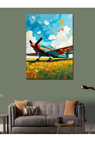 Kanvas Tablo Uçak Ve Mavi Gökyüzü 50cmx70cm