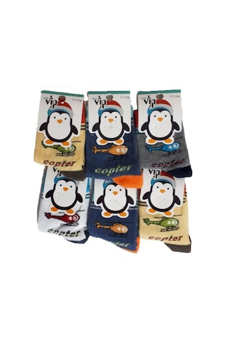Hepsinerakip Lababy Renkli Desenli Pamuklu Erkek Bebek/Çocuk Çorabı 6 Lı Paket