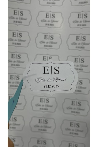 Söz, Kına, Nişan, Düğün Özel Kesimli Yapışkanlı Etiketi 3x4 Cm 88 Adet - Arl Etiket Tasarım Beyaz