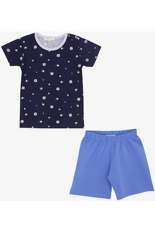 Breeze Kız Bebek Şortlu Pijama Takımı Taç Desenli 9 Ay-3 Yaş, Lacivert-lacivert Lacivert