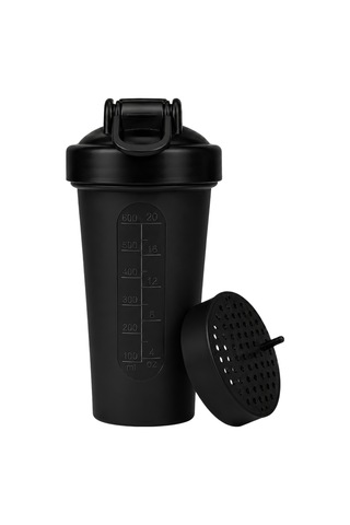 Gym Shaker 650 Ml Ölçekli Ve Sızdırmaz Kapaklı Protein Shaker 2'li Set Siyah