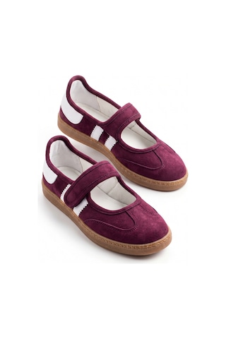 V.s.h Velvet Bordo Süet Cırtlı Mary Jane Babet Ayakkabı /mary-2466
