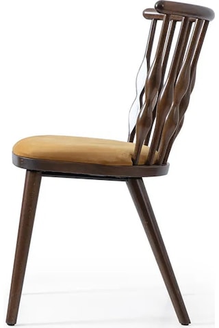 Natura Retro Ahşap Sandalye Ceviz - Sarı