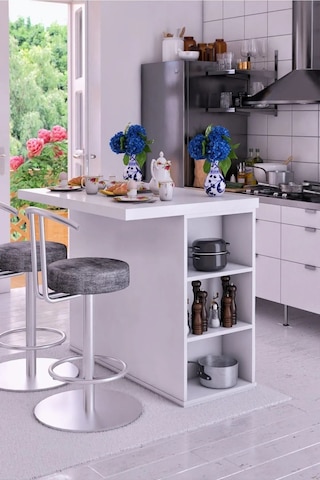 Noma Mdf Mutfak Adası Mutfak Dolabı Ada Mutfak Yemek Masası Beyaz