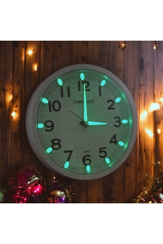 Fosforlu Karanlıkta Parlayan Küçük Çocuk Odası Beyaz Duvar Saati Çap 22 Cm Beyaz