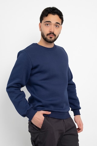 Dasüniforma Basic Baskısız 3 İplik Unisex Cepsiz Düz Sweatshirt Yuvarlak Yaka Sweat Lacivert