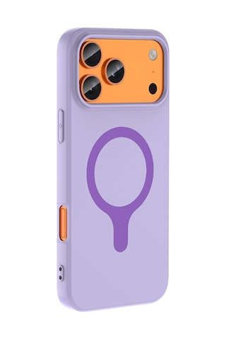 Apple iPhone Uyumlu 17 Pro Max Kılıf M-safe Şarj Özellikli Zore Aris Silikon Kapak - Lila